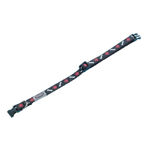 Nobby Collier En Nylon Pour Chien Motif Patte Et Os Noir 10 Mm X 20-35 Cm