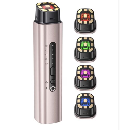 Appareil Visage Radiofréquence Appareil Beauté Massage, Ems Et Massage Facial, Luminothérapie Led À 5 Couleurs, Atténue Les Rides Et Les Ridules（Rose)