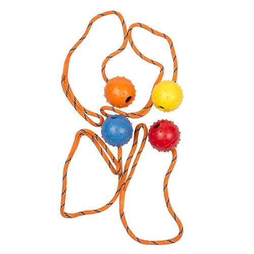 Duvoplus Dogtoy Caoutchouc Dental Ball Avec Corde Mix 33cm Couleurs Mélangées Jouet Couleurs Mélangées Chien