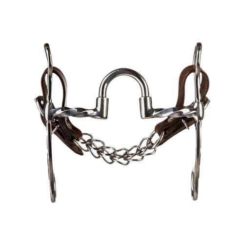 Mors Western Snaffle Pour Cheval Avec Barres Torsadées Et Port Haut Gravé Metalab Bf
