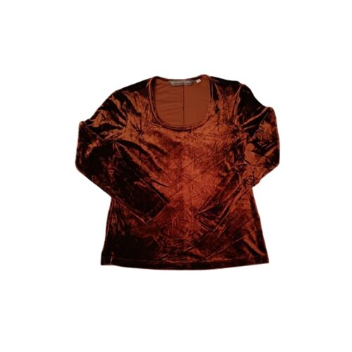 Superbe Haut Vintage Chic En Velours Marron Extensible - Giorgio Kauten - Effet Satiné