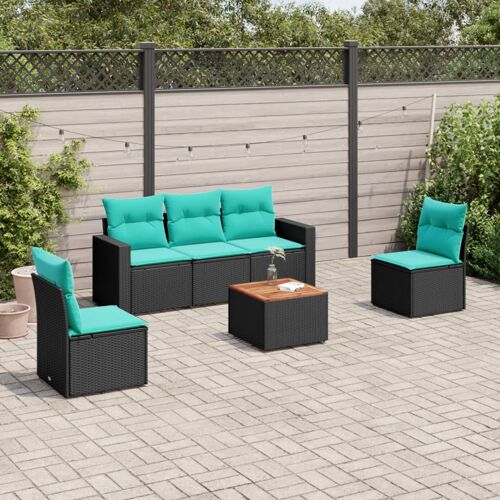 Vidaxl Salon De Jardin 6 Pcs Avec Coussins Noir Résine Tressée