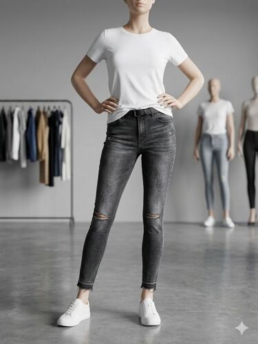 Jean Noir Troué D'Origine Taille 36 Pimkie