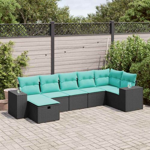 Vidaxl Salon De Jardin 7 Pcs Avec Coussins Noir Résine Tressée