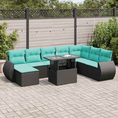 Vidaxl Ensemble De Canapés De Jardin 9 Pcs Et Coussins Rotin Acacia
