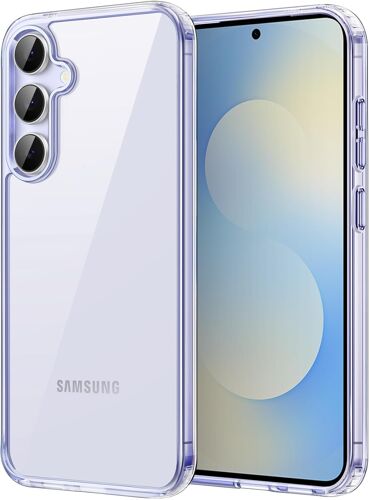 KALANKA-Coque pour Samsung Galaxy S25 FE, Étui Housse de Protection Anti-Jaunissement Bumper Antichoc, Dos PC Dur Anti-Rayures (Bleu Clair)