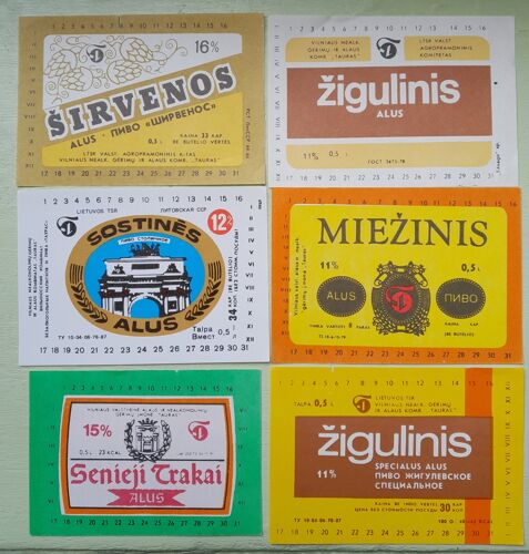 Étiquettes De Bières Anciennes Bloc Soviétique Lituanie