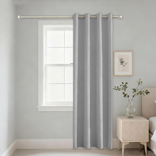 Kalanka-Lot De 1 Rideau Occultant, Rideau Occultant Avec ?illets Argentés, Décoration De Porte Fenêtre Intérieurs, Thermique Isolant Anti Froid, 132 * 213cm, Gris