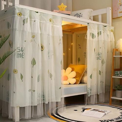 Kalanka-Rideau Pour Lit Mezzanine Dortoir Rideau Occultant Pour Lit Tenture Cabane Rideaux Lits Superposé Mi Hauteur Couvre-Lits Baldaquin Moustiques Tente Couchette Avec Voilage 1.35 X 2 M