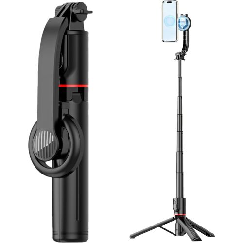 KALANKA-Pied pour Téléphone Portable, Trépied Smartphone Télescopique Magnétique avec Selfie Stick et Télécommande Bluetooth, Compatible iPhone et Android
