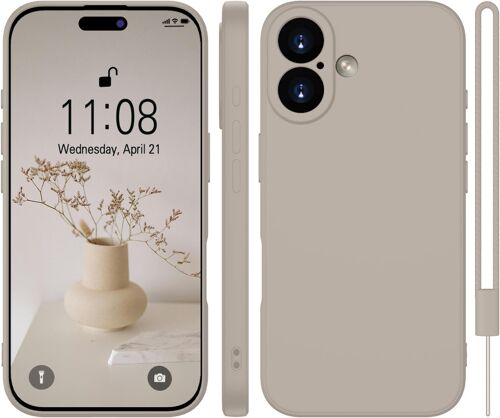 KALANKA-Coque pour iPhone 17, Coque de Protection en Silicone pour iPhone 17, Fine et Fine, avec Microfibre, résistante aux Rayures, Coque de Protection complète pour iPhone 17 6,3"" Gris Titane