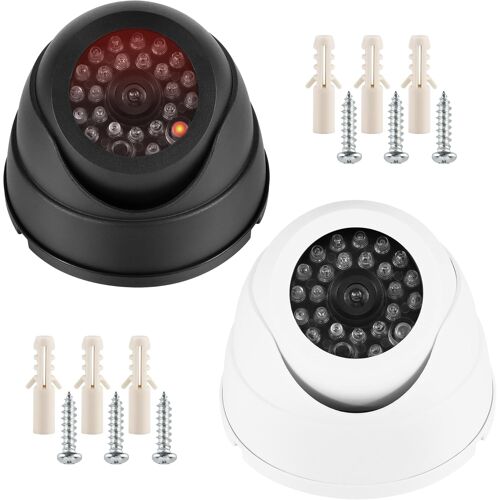 KALANKA-2Pcs Caméra Fausse - Caméra de Surveillance Factice avec LED Infrarouge Clignotante Rouge Factice pour Intérieur et Extérieur - Installation Facile et Design Réaliste