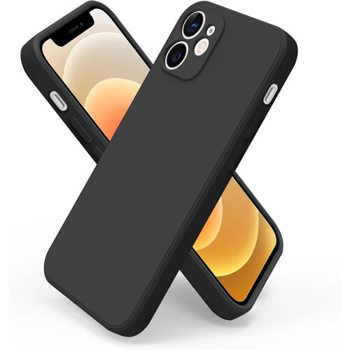 KALANKA-Coque pour iPhone 12 Mini (5,4""), Coque de Protection Intégrale en Silicone Ultra Fine pour iPhone 12 Mini avec Doublure en Microfibre, Prend en Charge Le Chargement sans Fil (Noir)