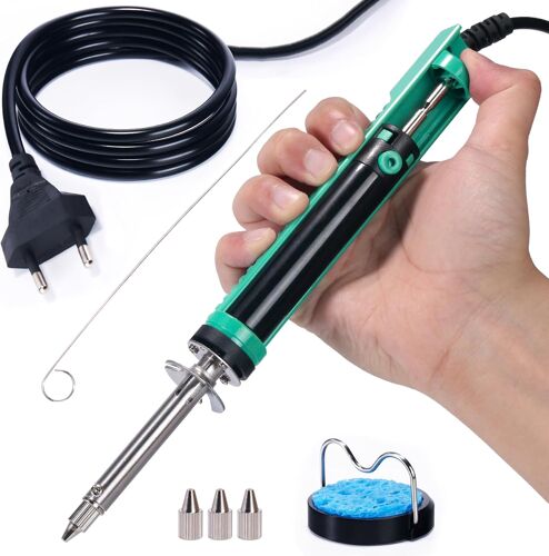 VornixorSarlshop929D-V Fer à dessouder électrique à dépression Pompe a dessouder avec poignée de chargement plus courte et buses de dessoudage 1.0mm 1.2mm 2.0mm pour le dessoudage de trous traversant