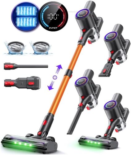VornixorSarlshopDP2 Aspirateur Balai Sans Fil À Double Batterie, 45KPa/60Min/500W, Affichage LED, Tube Télescopique, Autoportant, Lumière Greeneye, pour Nettoyage Maison, Poils D'animaux, Moquettes e