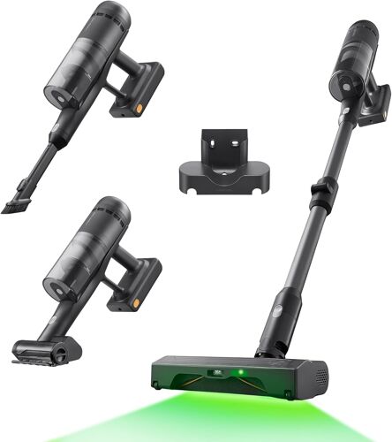 VornixorSarlshopH60 Ultra Aspirateur Balai sans Fil, 210AW, 90Min d¿Autonomie, Tube Pliable à 180°, Lumière Verte à 140°, Filtration 99,95%, Brosse Anti-Emmêlement pour Tapis, Sols Durs et Poils d¿An