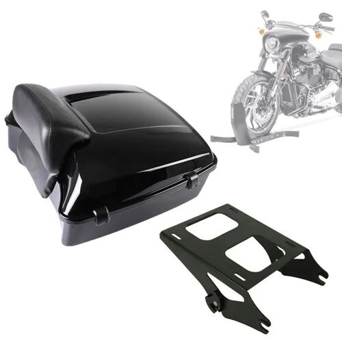 Set: Top Case Chopped Compatible Avec Harley Davidson Road Glide Special 15-23 Noir Ch4 + Support Pour Top Case Tp