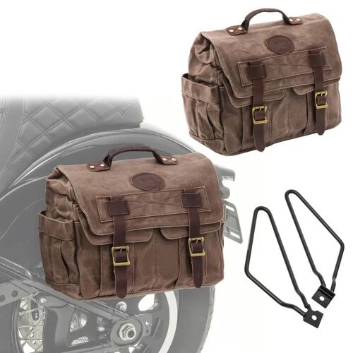 Set 2x Sacoche Cavalière Laterale Moto + Supports Craftride Cv1 Marron