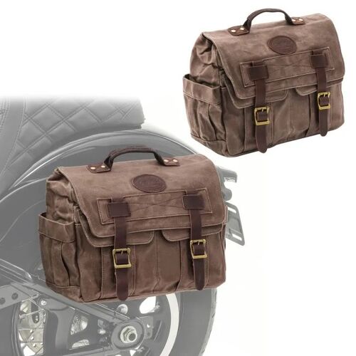Set 2x Sacoche Cavalière Laterale Moto Canvas Avec Sac Interieur Cv1 Marron
