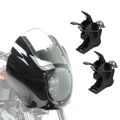Carenage Bulle Q1 Clair + Supports De Pare-Brise 49mm Compatible Avec Harley Davidson Dyna / Sportster 05-25 Craftride Noir