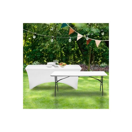 Housse De Table Pliante 183 Cm - Blanche, Housse Élastique, Idéale Pour Les Clubs Et Restaurants.