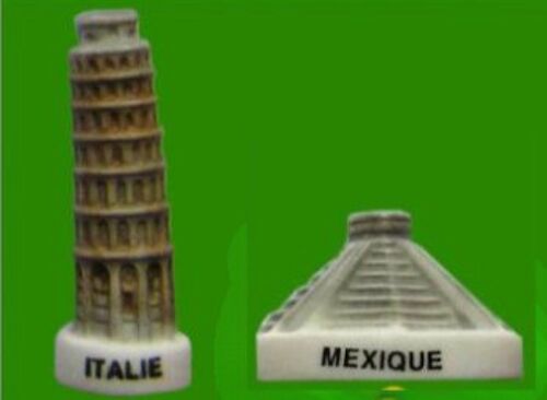 Fèves Mates "Monuments Du Monde ": Tour De Pise En Italie Et Pyramide De Kukulcan Au Mexique. Arguydal, 2012