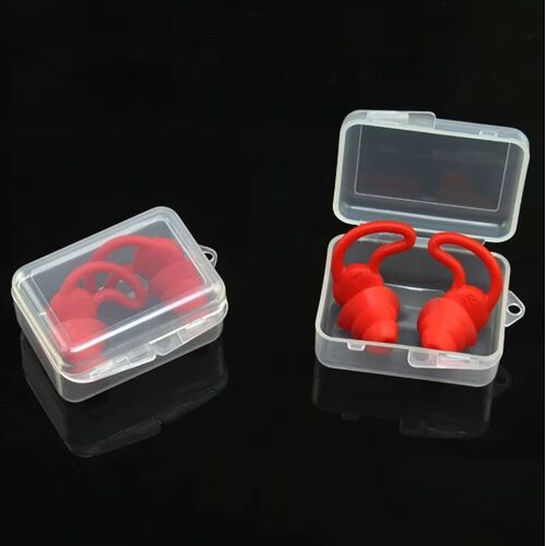 Bouchons D'Oreilles Antibruit, Dormir, Natation, Lavable Et Réutilisable, Rouge