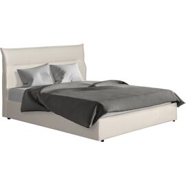 Lit avec coffre de rangement en velours "Isola" - 160 x 200 cm - Beige