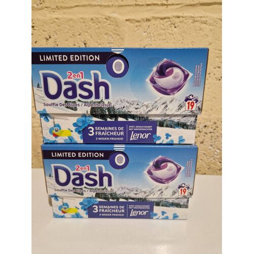 Lot de 2 lessive capsule dash 2en1 souffle des Alpes 2x19 lavages