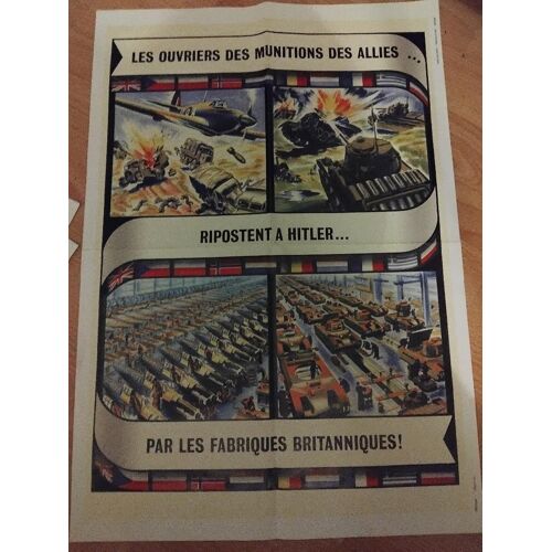 Affiche Historique - Les Ouvriers Des Munitions Des Alliés Ripostent À Hitler - Env. 39 × 57 Cm
