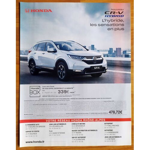 Publicité Papier - Voiture Honda Cr-V Hybride De 2019