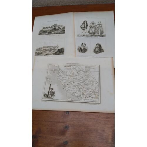 Gravures Xixe. Lot De 3 Pièces Ex "France Pittoresque" D'Abel Hugo, "Département De La Vendee", Publiée Par Delloye, Paris, 1835.