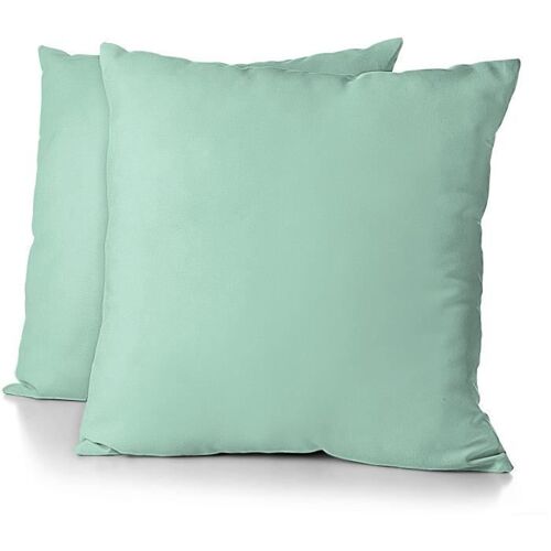 Taies D¿Oreiller Carrées Lot De 2 Home Linge Passion Microfibre 82 G Vert D¿Eau 63 X 63 Cm