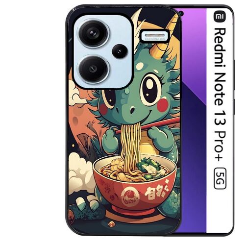 Coque noire Taperso pour Redmi Note 13 PRO PLUS 5G avec motif dragon ramen 1
