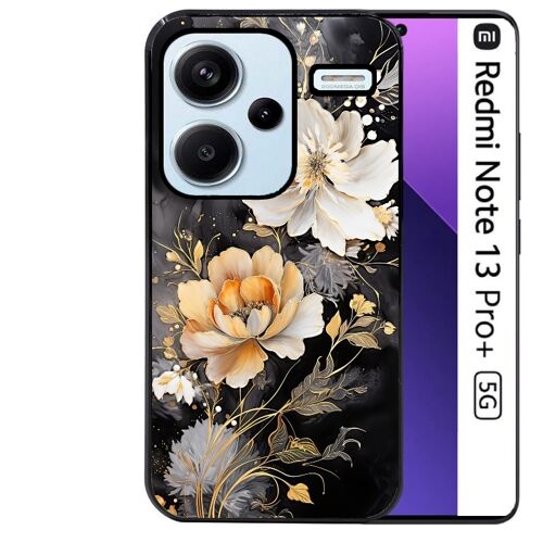Coque noire Taperso pour Redmi Note 13 PRO PLUS 5G avec motif fleur blanche