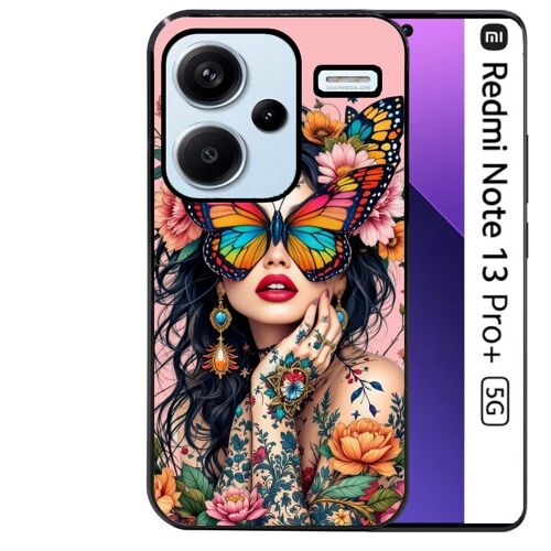 Coque noire Taperso pour Redmi Note 13 PRO PLUS 5G avec motif femme papillon