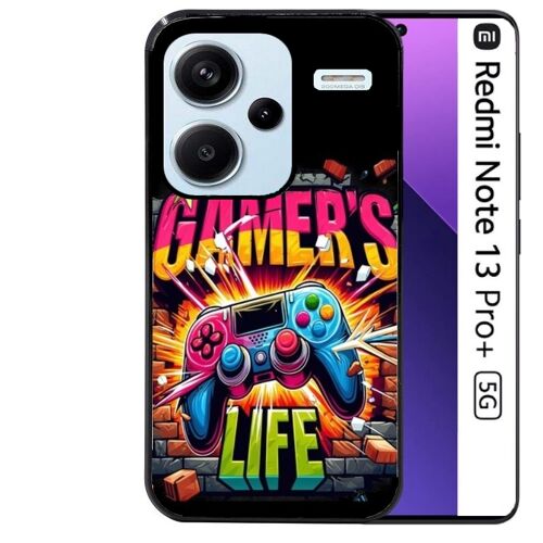 Coque noire Taperso pour Redmi Note 13 PRO PLUS 5G avec motif gamer life