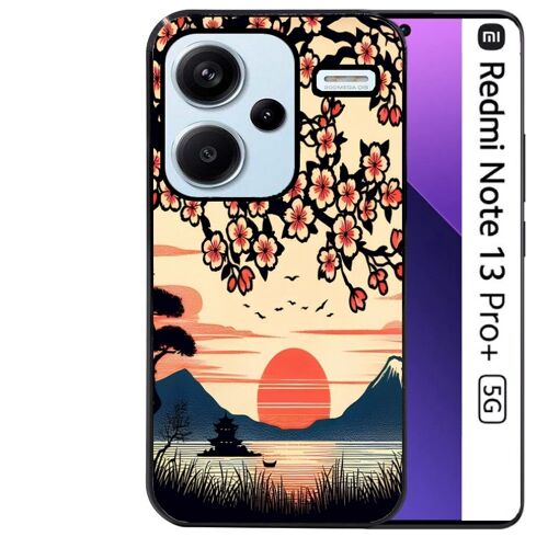 Coque noire Taperso pour Redmi Note 13 PRO PLUS 5G avec motif japan cerisier