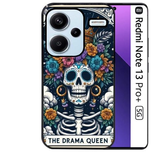 Coque noire Taperso pour Redmi Note 13 PRO PLUS 5G avec motif tete de mort drama queen