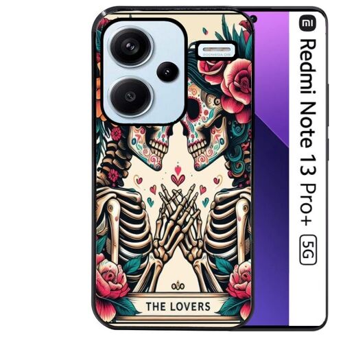 Coque noire Taperso pour Redmi Note 13 PRO PLUS 5G avec motif tete de mort lovers