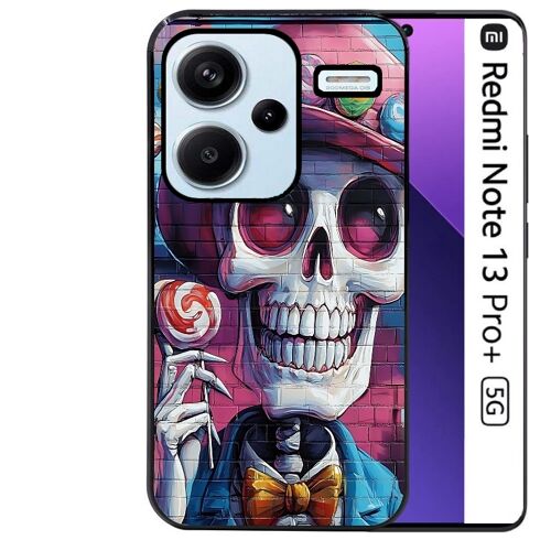 Coque noire Taperso pour Redmi Note 13 PRO PLUS 5G avec motif tete de mort tag