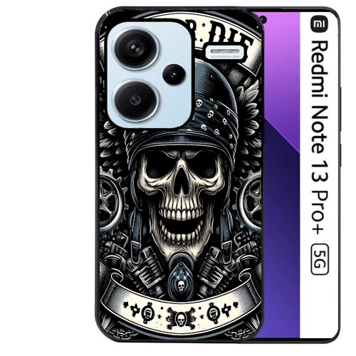 Coque noire Taperso pour Redmi Note 13 PRO PLUS 5G avec motif mort motard
