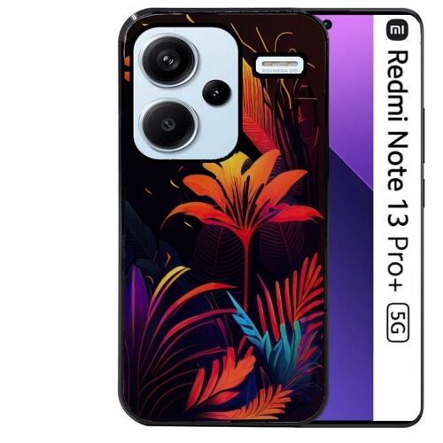 Coque noire Taperso pour Redmi Note 13 PRO PLUS 5G avec motif tropical jaune