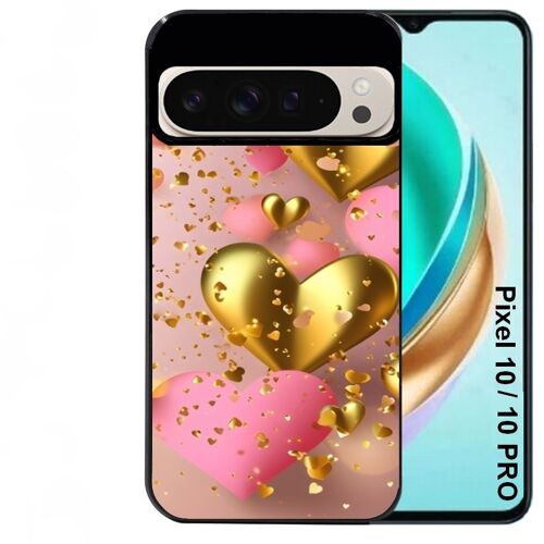 Coque noire Taperso pour PIXEL 10 et 10 PRO avec motif coeur rose