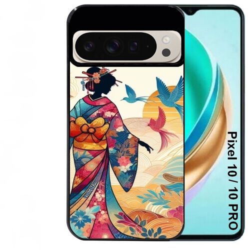 Coque noire Taperso pour PIXEL 10 et 10 PRO avec motif femme japan