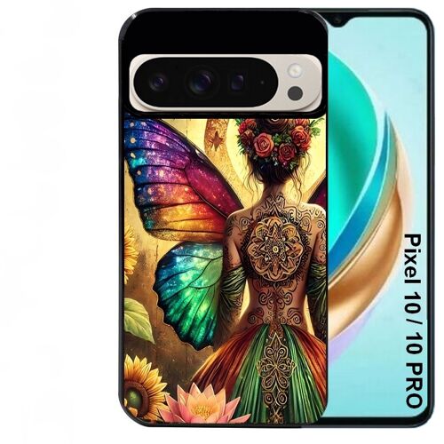 Coque noire Taperso pour PIXEL 10 et 10 PRO avec motif fee et fleurs