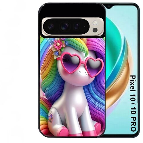 Coque noire Taperso pour PIXEL 10 et 10 PRO avec motif licorne pop art