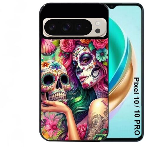 Coque noire Taperso pour PIXEL 10 et 10 PRO avec motif tete de mort calavera skull