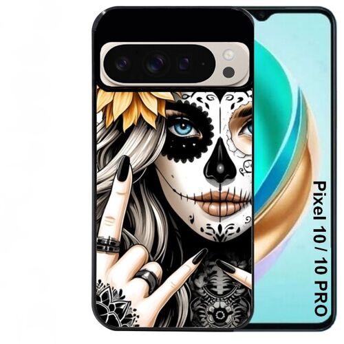 Coque noire Taperso pour PIXEL 10 et 10 PRO avec motif tete de mort tatoo