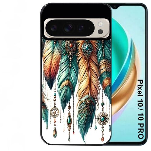 Coque noire Taperso pour PIXEL 10 et 10 PRO avec motif plumes et bijoux